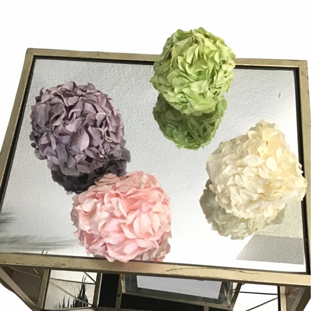 Set of 4- 3" artificial silk flower head faux pompom flower